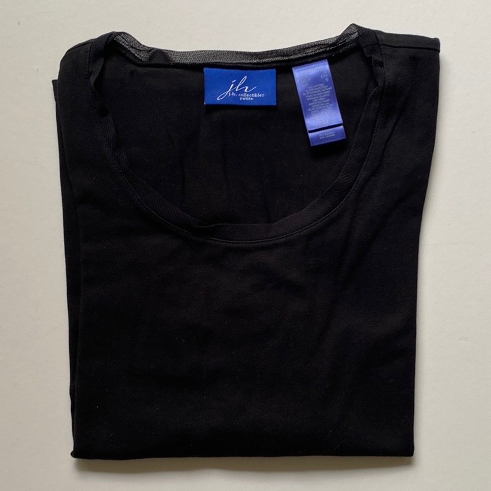 jh collectibles black cotton spandex top petite small